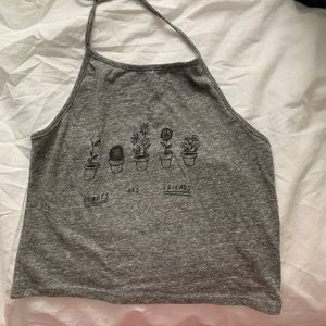 PLANTS ARE FRIENDS HALTER TOP- brandy Melville